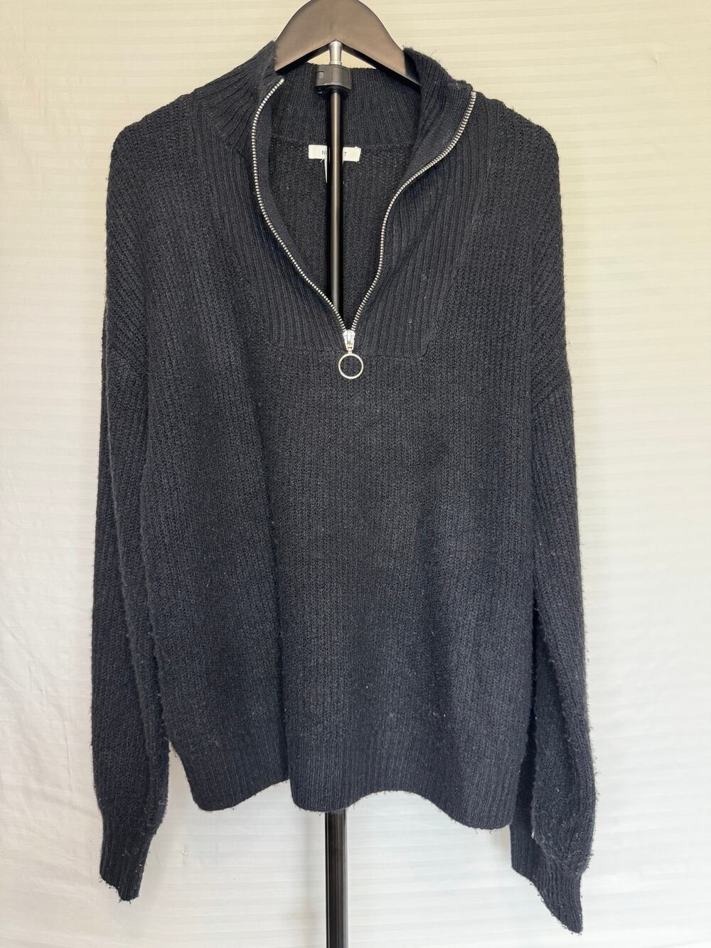Nine West Black Quarter Zip Mock Neck Knit Sweater Women’s Medium M